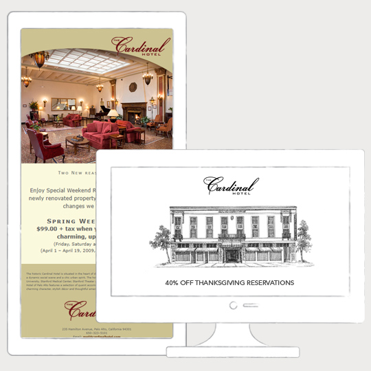 Email campaigns for a boutique hotel in Palo Alto