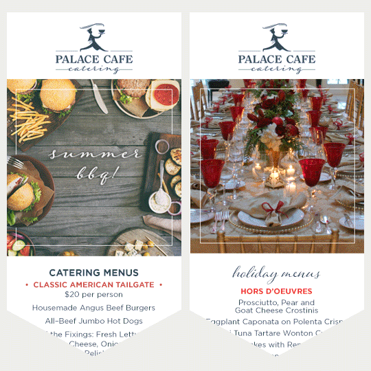 Samples of email campaign marketing for a catering company