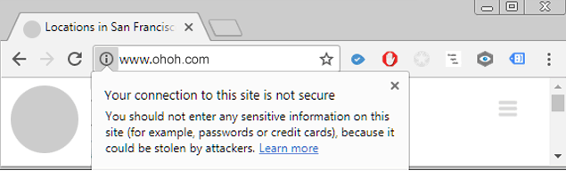 non-secure website notification 